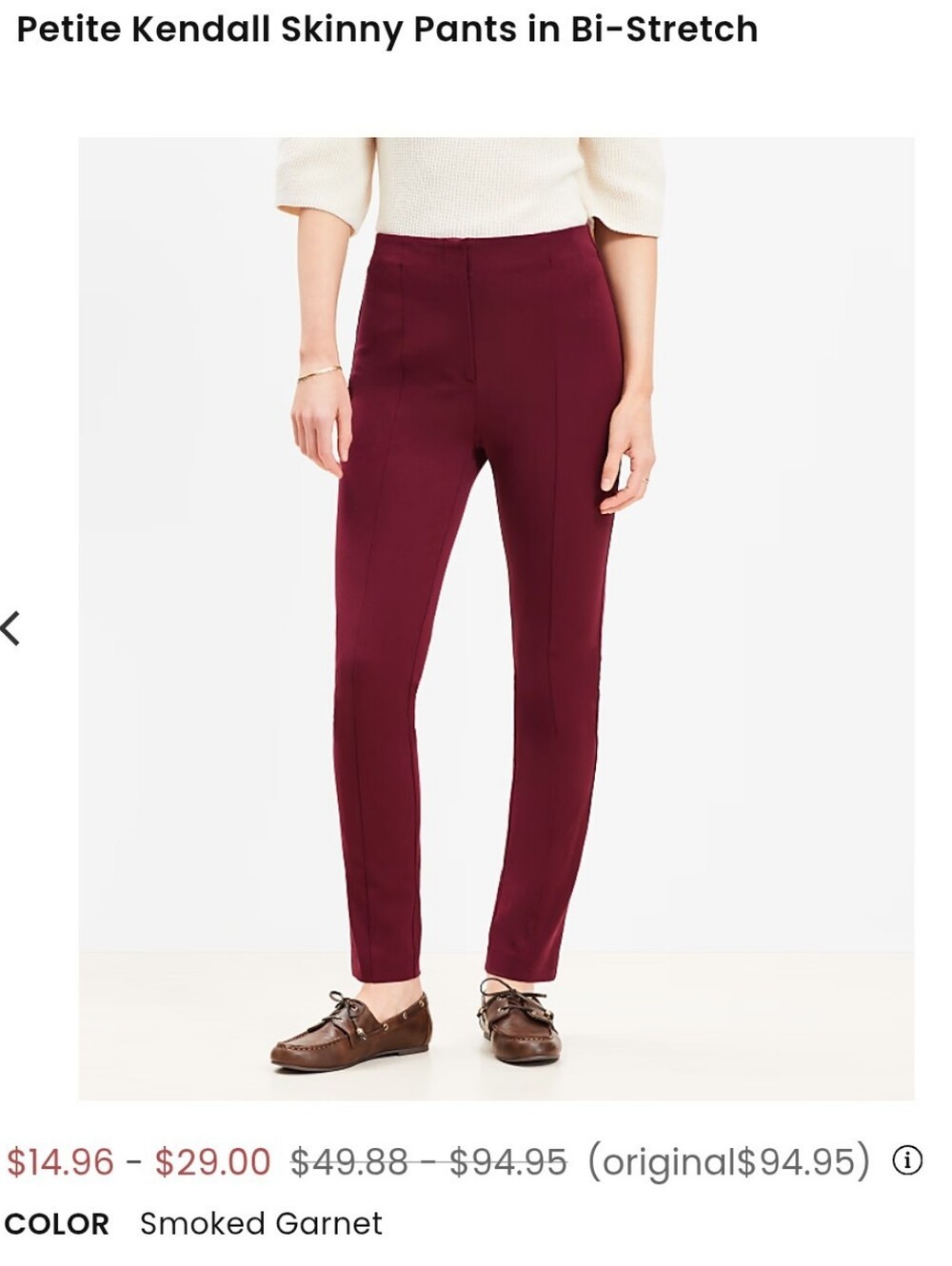 LOFT Kendall Skinny Dress Pants in Deep Plum
